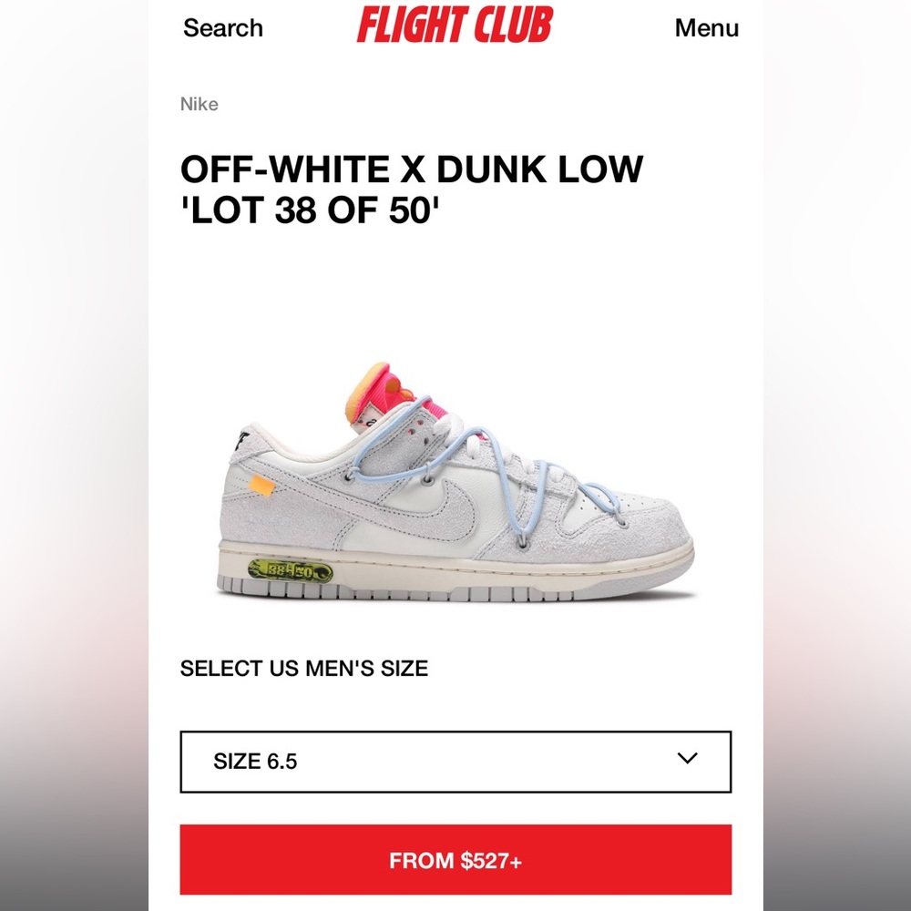 OFF-WHITE X DUNK LOW 'LOT 38 OF 50'